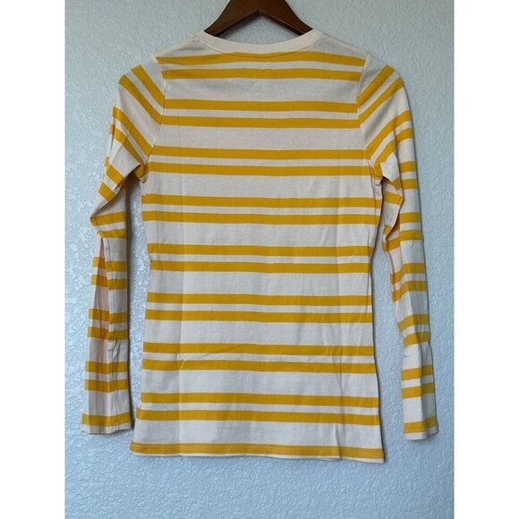Merona Yellow White Ultimate LS Striped Shirt Top M - Picture 3 of 9